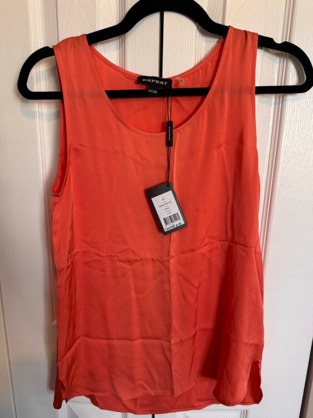 Repeat 95% Silk Coral Orange Sleeveless Blouse NWT Size 2 / XS NWT